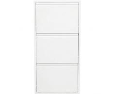 Schuhkipper Caruso, Metall, schmal, klein, WeiÃ, 3 Klappen, Flurmöbel, Schuhablage