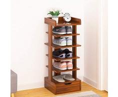 LKC Schuhregal, Hoch Schuhregal Schmal verstellbarer Regalorganisatorhalter Weiß Braun Balkon Ecktür Stabiler und langlebiger Ständer Multifunktionsgestell mit platzsparendem Schuhregal in der Schubl