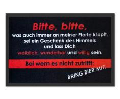 Fussmatte Weiblich, Wunderbar & Willig Fußmatte Schmutzmatte Türabstreifer Türmatte Fußabstreifer 60 x 40 cm