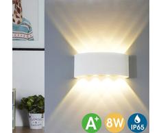 LED Wandleuchte Innen Warmweiß, LED Wandlampe Außen 8W Wasserdicht IP65 Modern Up Down Leuchte Wandlicht aus Aluminium Wandbeleuchtung für Bad Flur Kinderzimmer Treppenhaus Wohnzimmer Schlafzimmer