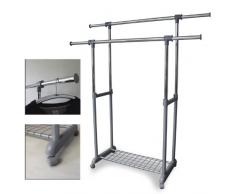 Doppelkleiderständer mit zwei Kleiderstangen Kleiderständer auf Rollen
