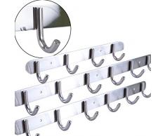 Hakenleiste Garderobenleiste Kleiderhaken EDELSTAHL HOCHGLANZ mit 1/4/6/8/10/12 Haken Wandhaken Garderobenhaken 12 Haken(L: 920 mm)