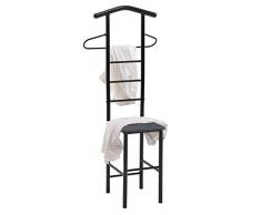 CARO-Möbel Herrendiener JIVO Stummer Diener Kleiderständer in schwarz, 121 cm, Garderobe mit Hosenbügel
