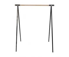 Natural Goods Berlin Kleiderständer Gard Design Garderobe freistehend | Metall Kleiderstangenhalterung für 30mm Rundstab | Massiv Holz Eiche stabil | DIY (mit 1m Kleiderstange, Industrial)