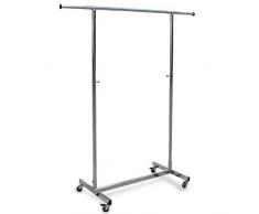 GERSO Reiserollständer höhenverstellbar 100-180cm Kleiderstange rollbar ausziehbar 98-135cm Kleiderständer auf Rollen Auszüge