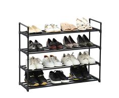 VANTTECH 4-stufiges Schuhregal Aufbewahrungsregal für 20 Paar Schuhe Schwarz 74 x 90 x 29,5 cm