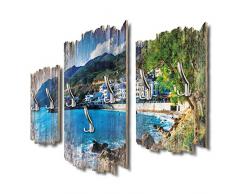 Fischerdorf Kreta Designer Wandgarderobe Flurgarderobe Wandpaneele 95 x 60 cm aus MDF-Holz DTGH009