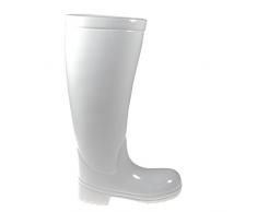 Dekorativer Stiefel aus weißer Keramik Gummistiefel Schirmständer Schirmhalter weiß Blickfang Schirmständer