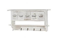 Mendler Garderobe HWC-C49, Wandgarderobe Wandregal, Vintage mit 5 Schubladen 32x65x13cm ~ Shabby Look, weiß