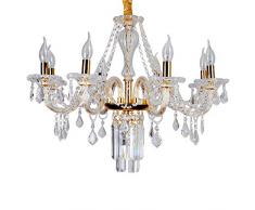 Kristalllüster Kerze Hängelampe Kristall Kronleuchter Glas Pendel Lampe Wohnzimmer Kristallleuchte 10 Arme mit Lampenschirmen A