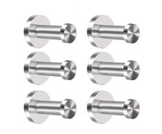 ManYee 6 Stück Handtuchhaken Kleiderhaken Garderobe Haken Edelstahl Garderobenhaken Gebürstet Wandhaken Bad Handtuchhalter Wandmontage Robe Hacken für Kleider Wand Handtücher 2 Zoll