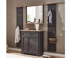 Lomadox Landhaus Garderobenmöbel Set mit 2 Paneelen in Graphit mit Artisan Eiche - Breite: 223cm