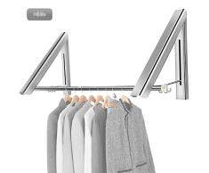 hblife Kleiderhaken Klappbar Wand-Kleiderständer Kleiderlüfter Wandgarderobe Garderobenhaken Aluminium für Wohnzimmer, Bad, Schlafzimmer, Büro, Silber Edelstahl Tube faltende