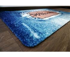 deco-mat Designer Fussmatte für Haustür, Flur, Innen und Aussen | Fussmatten rutschfest und waschbar | Praktische Schmutzfangmatte – Fußabtreter | Fussabstreifer – BLAU 75 x 120 cm