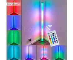 LED Stehlampe Laugar aus Metall in Nickel-matt mit weißer Kunststoffröhre, 6 Watt, 120 cm Höhe, Stehleuchte mit RGB Farbwechsler und Fernbedienung