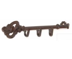 Wandgarderobe Hakenleiste Landhaus Gusseisen Schlüsselform 3 Haken antik- braun