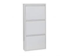 Betten-ABC Schuhschrank Amelie, modern, robust und platzsparend, aus pflegeleichtem Metall Größe Drei Klappen, Farbe Weiß