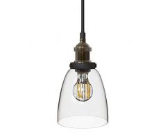 B.K.Licht I Retro Pendelleuchte I 1-flammig I E27 Fassung max. 60W I Glasschirm I Messing I Vintage Pendellampe I Hängelampe I Deckenlampe I Länge: 120cm I ohne Leuchtmittel