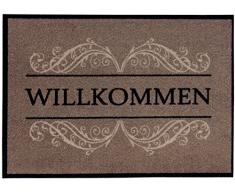 andiamo Schmutzfangmatte Carmen Türmatte Fußabtreter Sauberlaufmatte Willkommen Waschbar bei 30°C Handwäsche Fußmatte, Polyamid, Taupe, 38x58