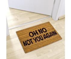 Relaxdays Fußmatte Kokos OH NO 40 x 60 cm Kokosmatte mit rutschfester PVC Unterlage Fußabtreter aus Kokosfaser als Schmutzfangmatte und Sauberlaufmatte Fußabstreifer für Außen und Innen Matte, braun