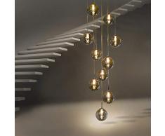 CBJKTX Pendelleuchte esstisch Pendellampe Höhenverstellbar Kronleuchter Hängeleuchte 10-Flammig aus Glas in Farbe Grau Wohnzimmerlampe Schlafzimmerlampe Esstischlampe Flurlampe