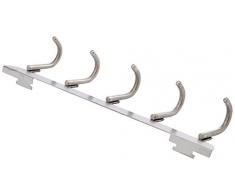 WENKO 4468310100 Türgarderobe Asola mit 5 Haken - für Türfalzen von 2 und 4 cm, Edelstahl rostfrei, 36 x 9 x 7-9 cm, Matt