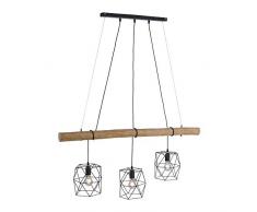 Hänge Leuchte Decken Strahler Holz Balken Gitter Optik Pendel Lampe braun Leuchten Direkt 15503-18