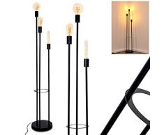 Stehlampe Maidford, Vintage Stehleuchte aus Metall in Schwarz, 3-flammig, 3 x E27-Fassung, max. 60 Watt, Leuchte im Retro-Design m. Fußschalter am Kabel, LED geeignet