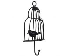IHOOKS Wandgarderobe Schmiedeeisen Vogelkäfig Haken Kleiderhaken Geeignet für Küche Wohnzimmer Schlafzimmer Kinderzimmer Black(1)-10.5 * 21.7 cm