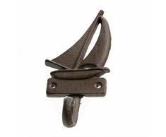 G2782: Maritimer Haken, Landhaus Garderobenhaken Segelboot, Wandhaken Gusseisen