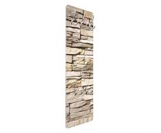 Apalis Garderobenpaneel - Steinoptik Asian Stonewall - Steinmauer aus großen hellen Steinen - Garderobe Landhaus | Design Garderobenpaneel Kleiderhaken Flurgarderobe Hakenleiste Holz Standgarderobe Hängegarderobe |139x46cm