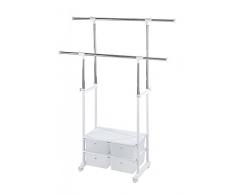 Wenko Kleiderständer White Star höhenverstellbar ausziehbare Holme 4 Schubladen Kleiderstange Aufbewahrung Rollgarderobe Garderobenständer Kleiderwagen