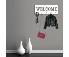 Cuadros Lifestyle Designer-Garderobe Welcome | Wandgarderobe | Flurgarderobe | Garderobenhaken | Garderobenpaneel | Urban Look | Kleiderständer | Kleiderablage | Garderobenständer, Größe:100x40 cm