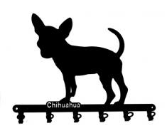 steelprint.de Schlüsselbrett/Hakenleiste * Chihuahua * - Hunde Schlüssel-Leiste - 6 Haken - schwarz