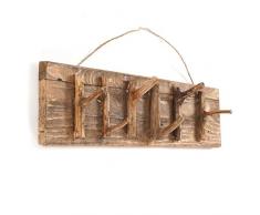 DESIGN DELIGHTS Vintage WANDGARDEROBE Samoa | 60x14x11cm (BxHxT), Recyclingholz | Hakenleiste mit Ästen