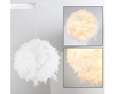 Pendelleuchte Skaulo, moderne Hängelampe aus Metall/Kunststoff mit Federn in Weiß, Ø 45 cm, Höhe 130 cm (kürzbar), E27 max. 40 Watt, Hängeleuchte geeignet für LED Leuchtmittel