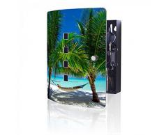 BANJADO Design Schlüsselkasten aus Edelstahl, 10 Haken für Schlüssel, praktischer Magnetverschluss, 24cm x 21,5cm, Motiv Strand