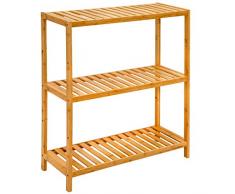 DuneDesign Bambus Schuhregal 69x60x26cm Schuhablage Flur Holz Regal Schuhschrank für hohe Schuhe Badregal klein