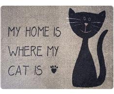 deco-mat Fußmatte Katze – Fussmatte Innen, rutschfest, waschbar – Schmutzfangmatte - Fussabtreter - Fussabstreifer 50x70 cm