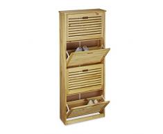 Relaxdays Schuhkipper aus Kiefernholz HBT: ca. 135,5 x 55 x 20 cm Schuhschrank mit 4 Fächern zum Kippen Schuhkommode für 8 Paar Schuhe als Schuhregal und Schuhablage saubere Schuhaufbewahrung, natur