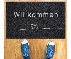 Majo Lifestyle Fussmatte - Premium robuste Anti-rutsch Fußmatte für außen/innen - 40x60 cm - weiche Schuhmatte - Grau - Polyester Schmutzfangmatte - Fussmatten Haustür - Geschenk