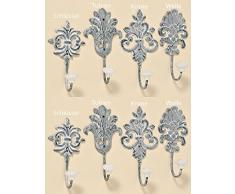 Tamia-Home Wandhaken Kleiderhaken Metallhaken Haken für Bad Küche Garderobe, Haken im Retro Vintage Stil (8er Set grau)