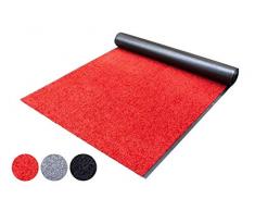 Schmutzfang-Läufer Teppich Meterware Schmutzfang-Matte WASH and CLEAN – Rot 0,90m x 4,00m, Waschbarer, Rutschfester, Wasserabsorbierender Küchenläufer, Sauberlauf, Fußmatte für Innen und Außen