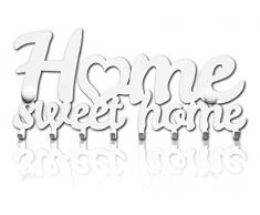 M-KeyCases Home Sweet Home Wand-Organizer Schlüsselbrett (8-Haken) Dekorativer Schlüssel-Board Hakenleiste Schlüsselleiste Vintage Decor Haus-tür Küche Fahrzeug-schlüssel Aufhänger, H Sweet Home Weiß