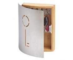 Zeller 13846 Schlüsselkasten Schlüssel, Gummibaum/Edelstahl, ca. 21,5 x 6 x 24,5 cm