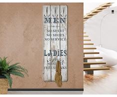Apalis 75681 Wandgarderobe Nummer RS181 Men and Ladies | Design Garderobe Garderobenpaneel Kleiderhaken Flurgarderobe Hakenleiste Holz Standgarderobe Hängegarderobe | 139x46cm