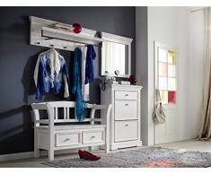 lifestyle4living Garderobe, Garderobenschrank, Garderoben-Set, Flurgarderobe, Garderobenmöbel, Dielenmöbel, Flurmöbel, recyceltem Kiefer weiß, White Sanded, massiv