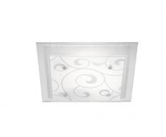 Globo Deckenleuchte Metall weiß Glas satiniert mit Dekor 48062-2 LxBxH:335x335x80, exklusiv 2 x E27 ILLU 60 W