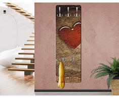 BIlderwelten 72999 Wandgarderobe Natural Love | Design Garderobe Garderobenpaneel Kleiderhaken Flurgarderobe Hakenleiste Holz Standgarderobe Hängegarderobe | 139x46cm