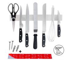 Cucino Messerleiste Magnet kleben inkl. 3M VHB Klebeband - Magnetleiste selbstklebend für Wandmontage ohne Bohren, 40cm Messer Magnetleiste für Küche, Büro & Werkstatt